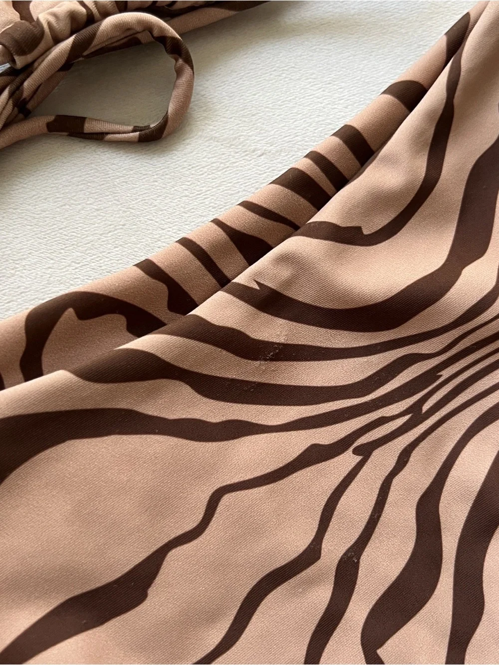 Aurielle Tan and Brown Zebra Halter Bikini Set - Small